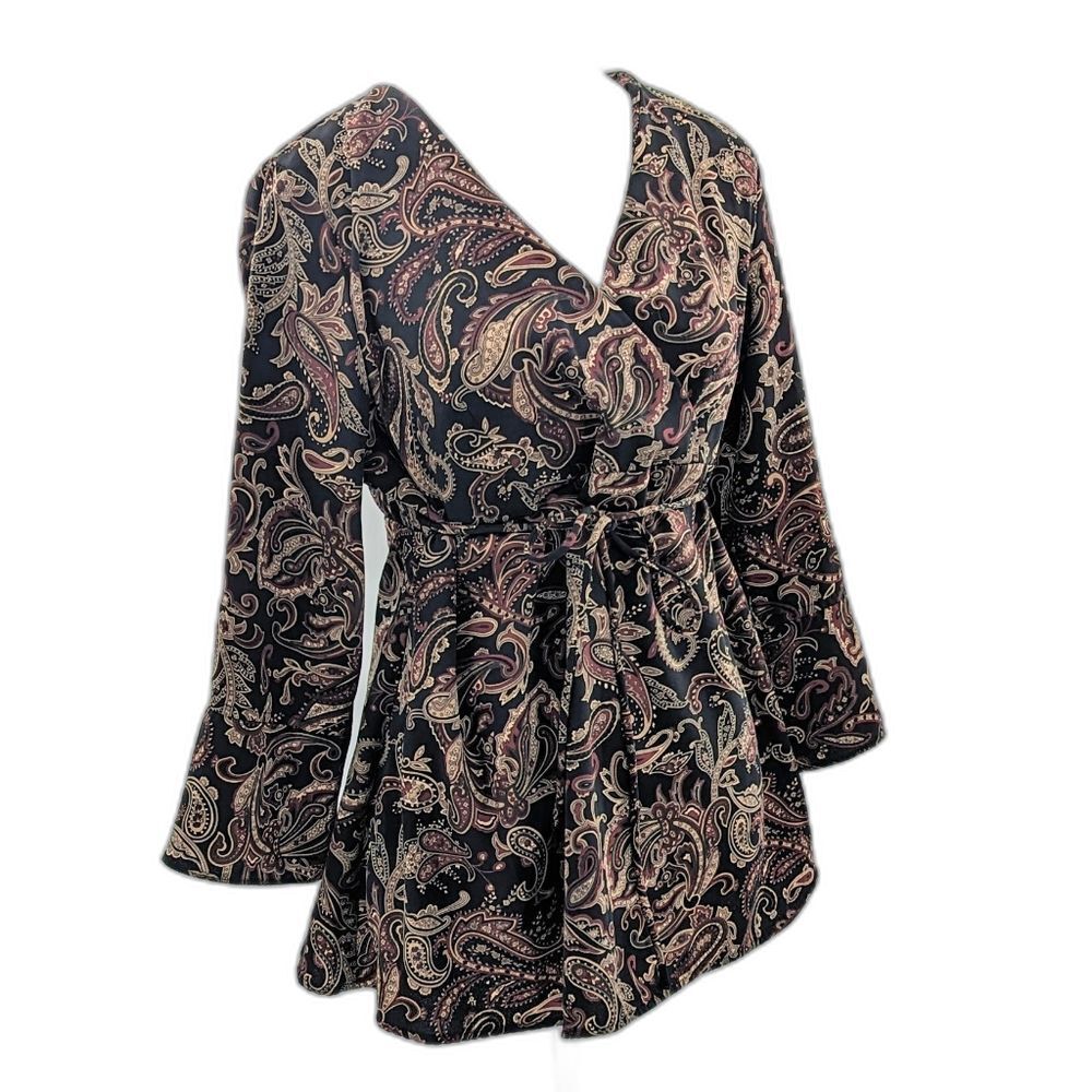 Motherhood Maternity V-Neck Paisley Flowy Hippie Tie Front Blouse Size Medium
